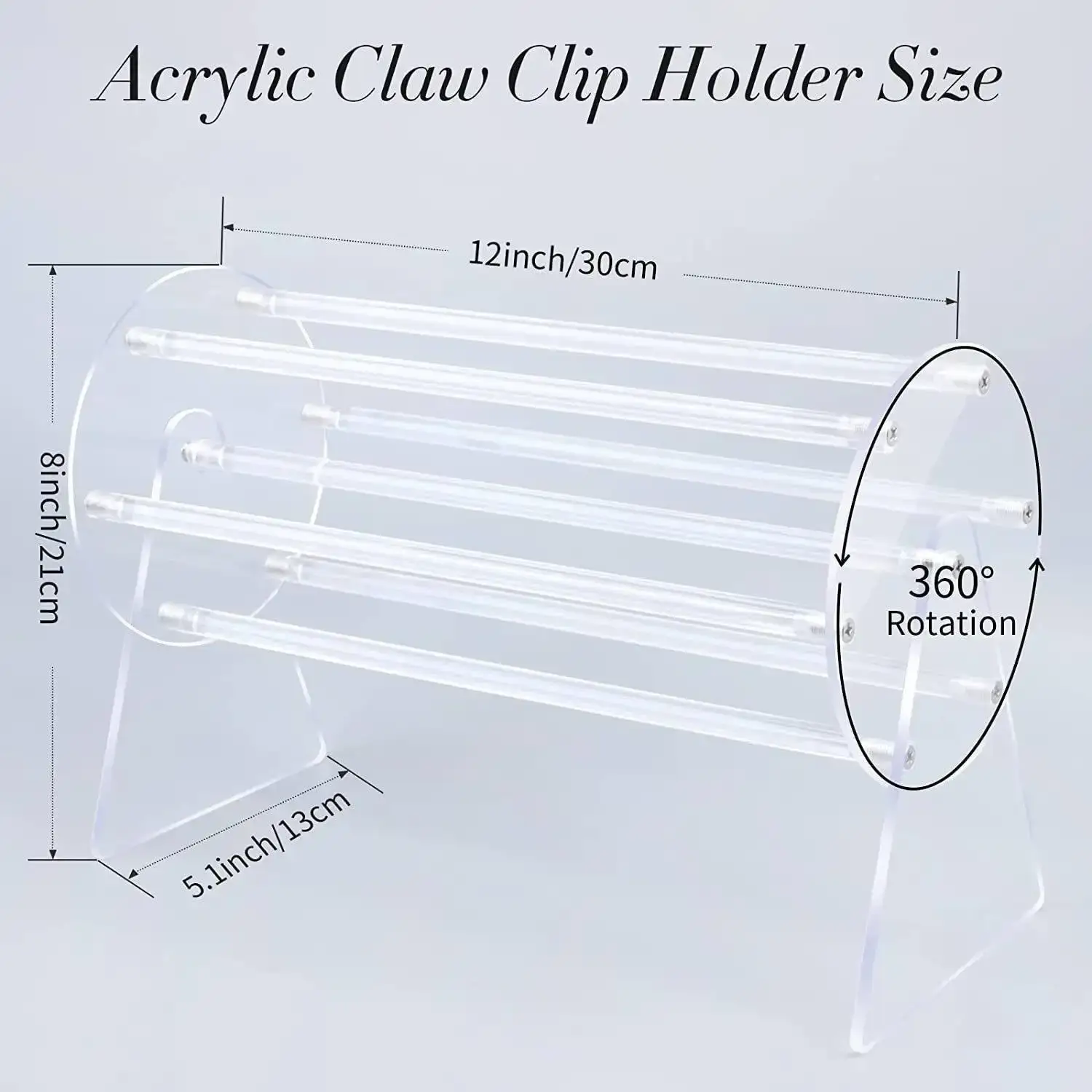 360 Degree Rotating Acrylic Claw Clips Organizer Hair Claw Holder Hair Band Headband Storage